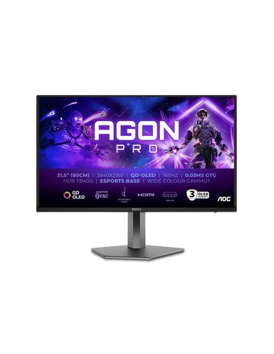 AOC Agon Pro AG326UDMonitor 31,5" QD-OLED 165Hz 4K 0,03ms Multimediale Pivot Hub USB 2*HDMI/DisplayPort AOC Agon Pro AG326UDMonitor 31,5" QD-OLED 165Hz 4K 0,03ms Multimediale Pivot Hub USB...