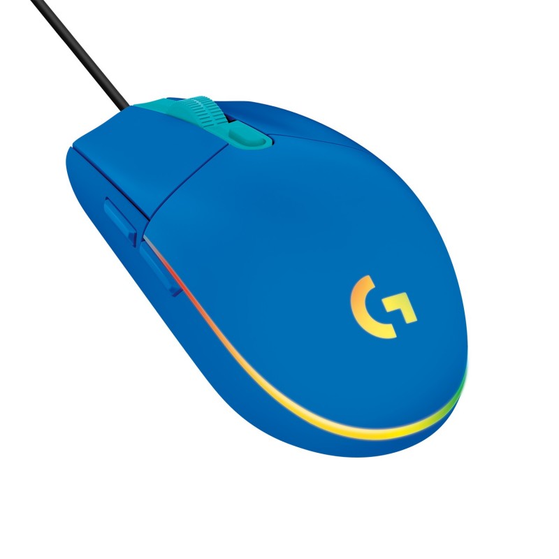 Logitech G203 Lightsync RGB Mouse Ottico 8000DPI 6 Tasti USB Blu
