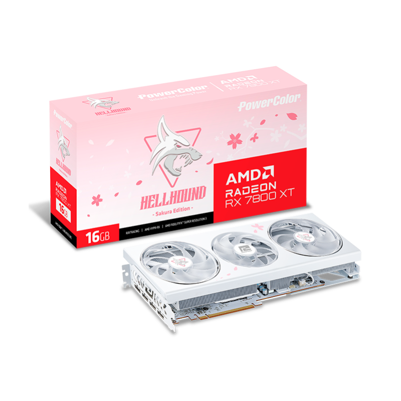 PowerColor Radeon RX 7800 XT Hellhound Sakura 16GB GDDR6 HDMI/3*DisplayPort PCi Ex 4.0 16x