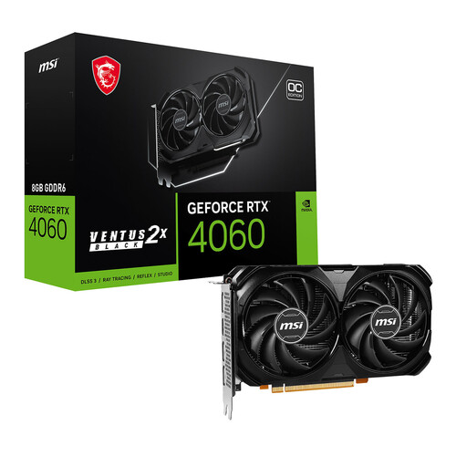 MSI VGA GEFORCE RTX 4060, RTX 4060 VENTUS 2X BLACK 8G OC, 8GB GDDR6, DP*3/HDMI, ATX, DUAL FAN, DLSS 3 MSI VGA GEFORCE RTX 4060, RTX 4060 VENTUS 2X BLACK 8G OC, 8GB GDDR6, DP*3/HDMI, ATX, DUAL FAN,...