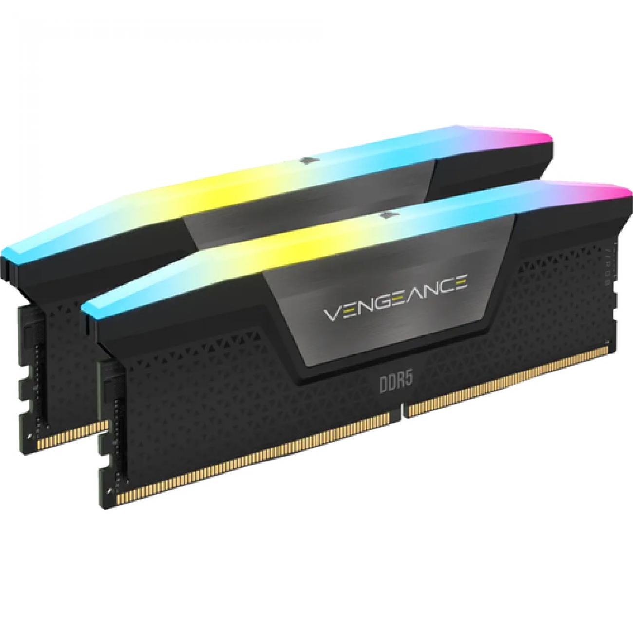 CORSAIR RAM VENGEANCE RGB DDR5 32GB 2X16GB DDR5 6000 PC5-48000 C36 1.4V INTEL XMP MEMORY - BLACK...