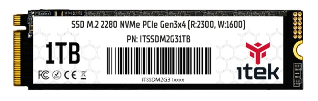 ITEK SSD 1TB M.2 2280 NVMe PCIe Gen3x4 (R:2300, W:1600)