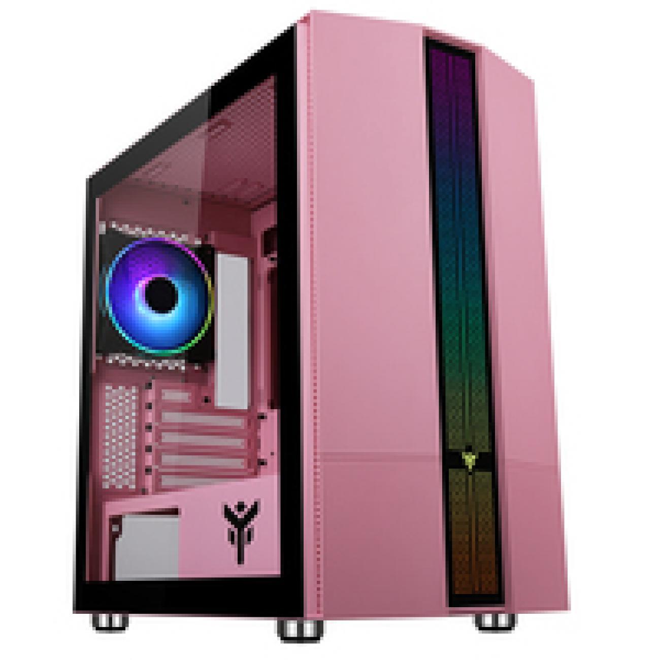 Case LIFLIG P41 - Gaming Mini Tower, mATX, 12cm ARGB fan, 2xUSB3, Side Panel Temp Glass, Pink...