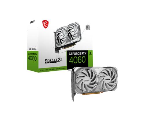 MSI VGA GEFORCE RTX 4060, RTX 4060 VENTUS 2X WHITE 8G OC, 8GB, DP*3/HDMI, ATX, DUAL FAN, BIANCA MSI VGA GEFORCE RTX 4060, RTX 4060 VENTUS 2X WHITE 8G OC, 8GB, DP*3/HDMI, ATX, DUAL FAN, BIANCA