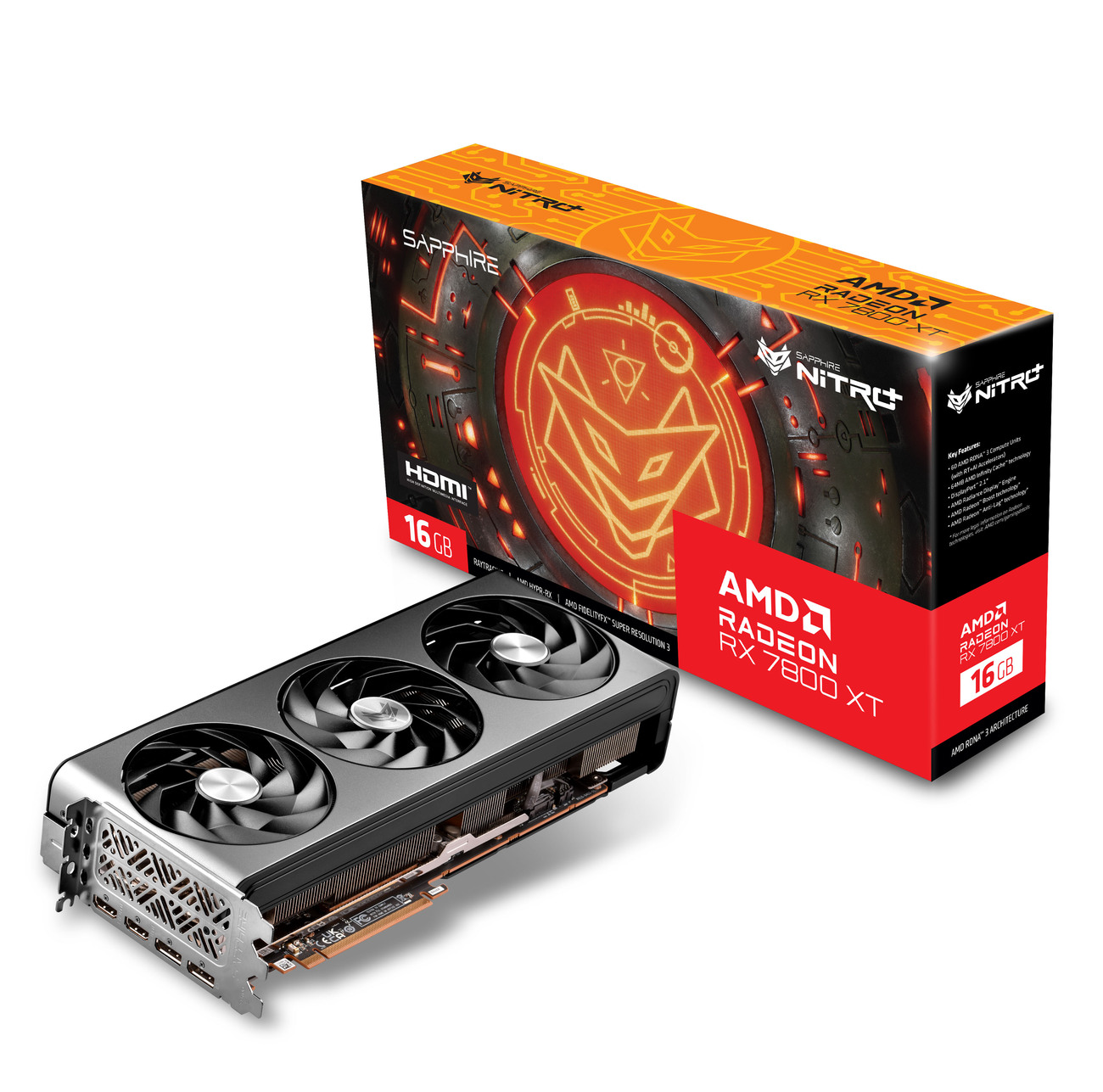 SAPPHIRE VGA RADEON RX 7800 XT, NITRO+ RX 7800 XT GAMING OC, 16GB GDDR6, DUAL HDMI / DUAL DP