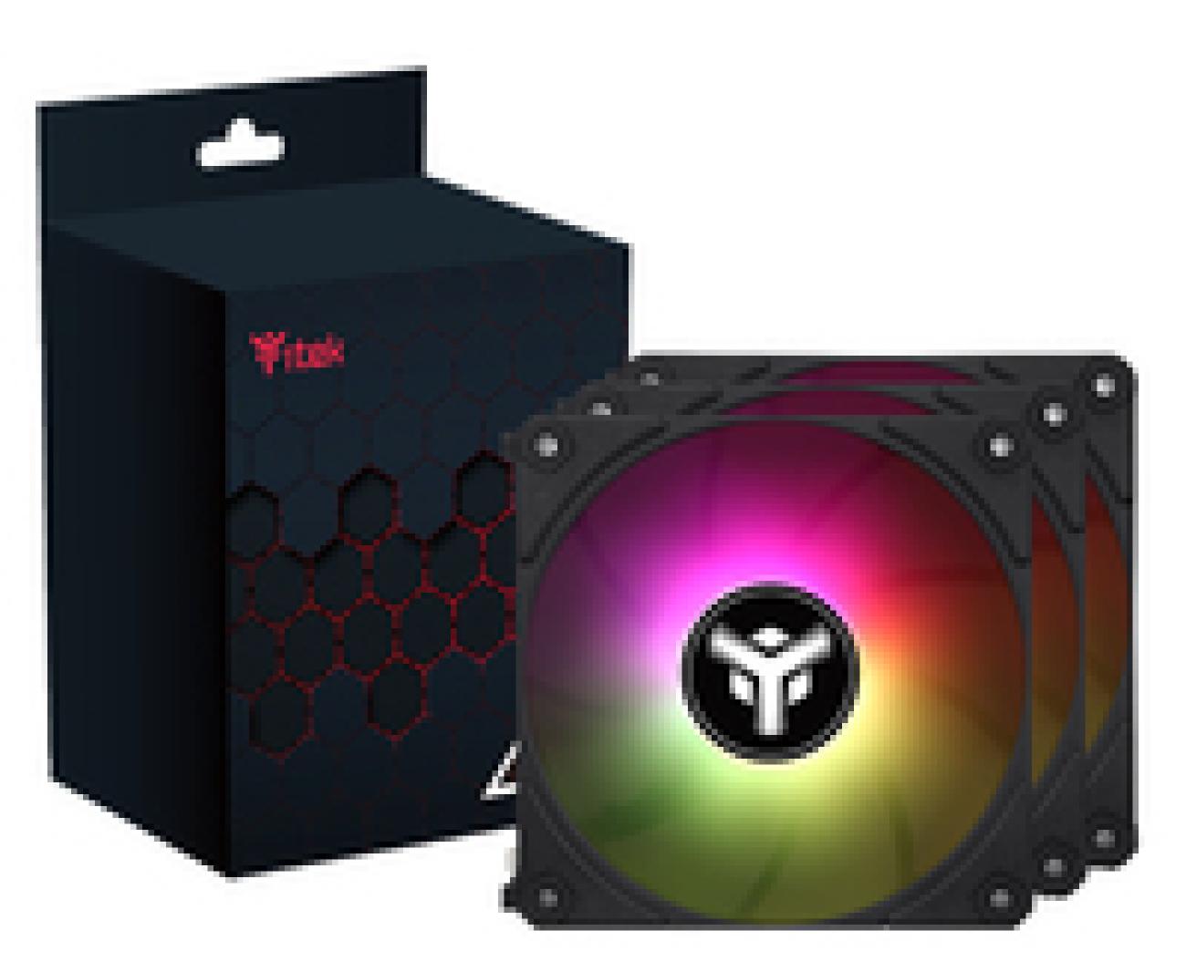Kit 3x Ventola per case UW12 Black - 12cm, ARGB Sync 5V 3pin, 4pin PWM, Senza fili
