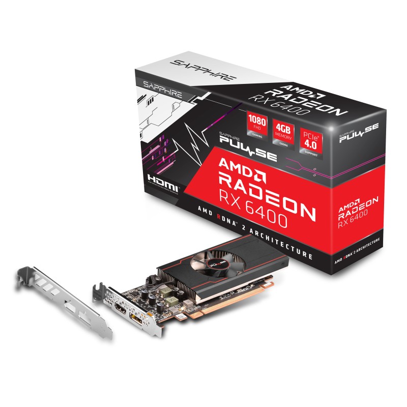 Sapphire Radeon RX 6400 Pulse 4GB GDDR6 HDMI/DP PCi Ex 4.0 16x